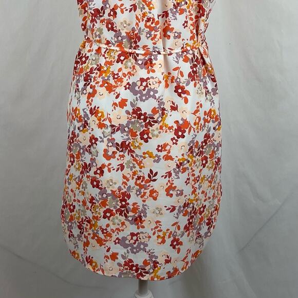 LOFT Orange Cream Lilac Floral Print Cottage Feminine Dress NWOT Size SP - Picture 7 of 14